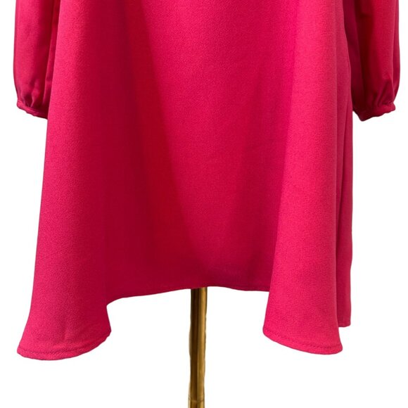 ZARA M Vintage-Inspired Fuchsia Dress Button Front & Long Sleeves - Picture 9 of 15